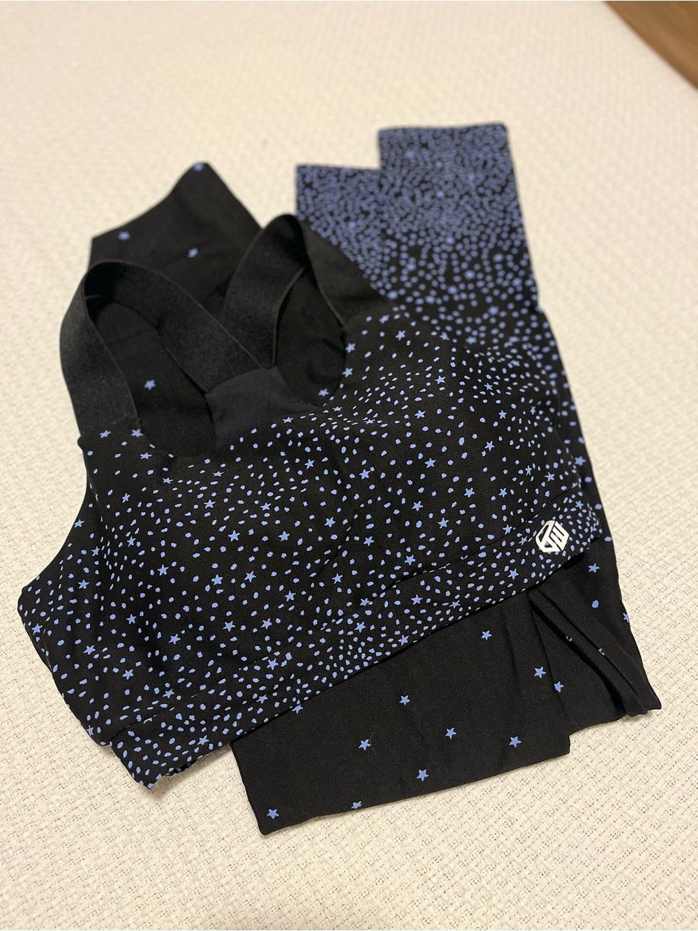 Black Star-Print Sports Bra and Leggings Set